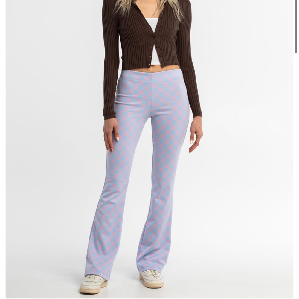 RSQ Womens Checker Flare Pants